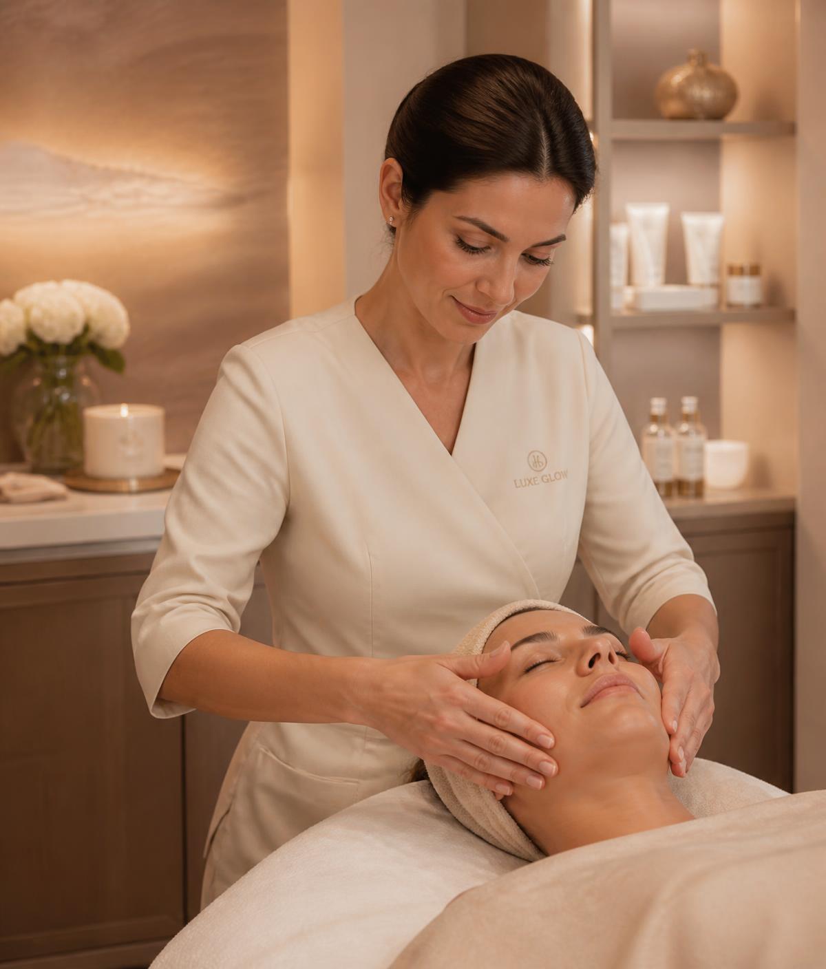 Licensed esthetician performing a customized facial at HC Aesthetics in West Islip